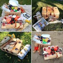 Hap Tim Wicker Picnic Basket For 4 With Mini Folding Wine Picnic Table & Large Insulated Cooler Bag & Cutlery Service Kits For 4 Person, Couples Gifts, Wedding Gifts (Y2307-4-CM) - 4 Person - View 6