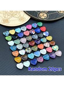 10/20/30 Random Mini Heart-Shaped Crystal Healing Crystal Natural Pocket Gemstone, Polished Heart-Shaped Palm Gemstone Rose Quartz Amethyst Combination Set, Bulk Wholesale, Spiritual Energy Balancing Meditation Gift, Valentine's Day Gift, Birthday Gift, Graduation Gift. - Multicolor - View 14