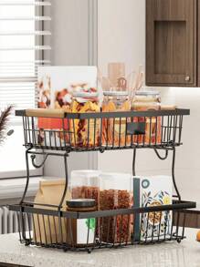 厨房水果收纳架 客厅双层可拆卸零食收纳架 家用桌面蔬果托盘，家居用品，浴室用品，生日装饰，新年礼物，情人节礼物