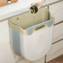 1pc Hanging Folding Mini Trash Can For Kitchen Cabinet Door, Wall Mounted Food Waste Bin Container, Garbage Bag Holder For Bathroom Kitchen Cabinet Desk Drawer Bedroom