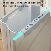 1pc Hanging Folding Mini Trash Can For Kitchen Cabinet Door, Wall Mounted Food Waste Bin Container, Garbage Bag Holder For Bathroom Kitchen Cabinet Desk Drawer Bedroom