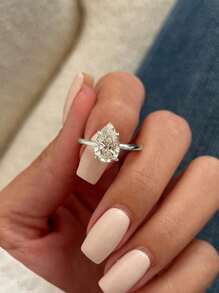 1PC 1ct 2ct 3ct Sparkle Water Droplet Engagement Ring Wedding Band For Women 925 Sterling Silver Promise Ring Eternity Ring Fine Jewelry Gift