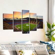 5 件足球场帆布艺术套装 - 现代运动墙面装饰，高清印刷品，适用于客厅、卧室、走廊 - 无框，完美的礼物创意 - 海报、墙壁艺术、房间装饰用品礼物生日毕业 - 彩色 - 查看 8