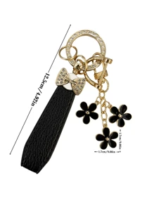 TTOBS 1pc Elegant Leather String Car Key Chain With Lovely Flower Shape Pendant - , Fashionable And Multifunctional Women's Keychain - Available In Multiple Colors, A Perfect Car Owner Accessory And Fashionable Gift Idea