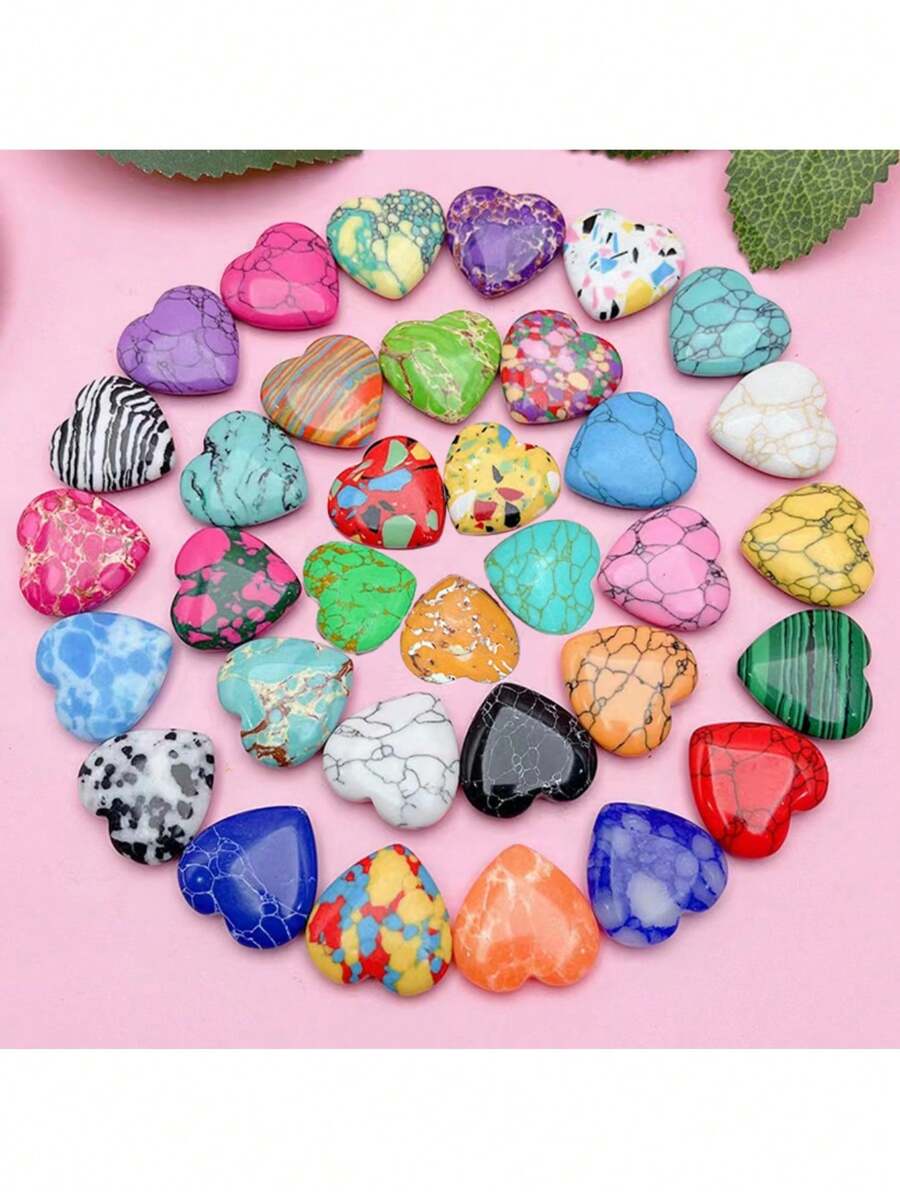 10/20/30 Random Mini Heart-Shaped Crystal Healing Crystal Natural Pocket Gemstone, Polished Heart-Shaped Palm Gemstone Rose Quartz Amethyst Combination Set, Bulk Wholesale, Spiritual Energy Balancing Meditation Gift, Valentine's Day Gift, Birthday Gift, Graduation Gift. - Multicolor - View 1