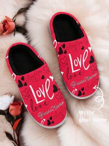 Valentine's Day Women's Custom Home Slippers, Lover's Name Cupid Personalized Designed Lightweight Comfortable Soft Bottom Home Slippers For Women, Personalized Valentine Gift For Mom/Dad/Her/Him/Girlfriend/Boyfriend/Wife/Husband/Friend - Multicolor - View 2