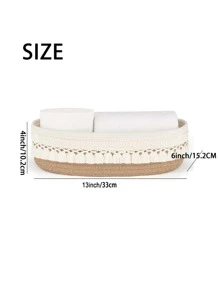 1pc Simple Handwoven Storage Basket With Tassel, Multipurpose Rope Organizer Box, Unique Bathroom Toilet Paper Holder, Elegant Double Handle Desktop Basket, Home Decor, Basket, Gift Basket, Basket For Gifts Basket, Can Storage, Basket, Diaper Bin, Pregnancy Pillow, Yellow, Pink, Kitchen Tools, Organizer Kitchen, Makeup Organizer, Wedding Items, Bohemian Rope Plant Pot Basket, Natural Mix Rattan Garden Decor, Metal Frame Boho Baskets For Outdoor Coastal Vibes,Geometric Basket