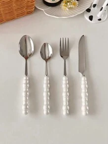 1/2/4/6/12 Stück einzigartiges Besteckset mit Perlmuttgriff aus Keramik, bestehend aus Steakmessern, Dessertgabeln und Löffeln - kreative Küchenhelfer und Accessoires, einschließlich Messer, Gabeln und Löffel - perfekt für den täglichen Gebrauch, Geburtstagsfeiern, Feiertage und als Schulmaterial