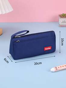 1pc Large Capacity Solid Color Pencil Case, Boys And Girls' School Stationery Bag
