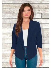 Blazer Casual Manga 3/4 Modelo Tejeda 2 Marca Epifania - Azul Marino - Ver 1