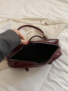 2024新款女士腋下包，独特纹理，高端便携波士顿包，配有肩带，适合春夏穿着，时尚酒红色 - 酒紅色 - 查看 5
