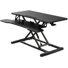 Height Adjustable Standing Desk Converter 91.5x40 Cm With Large Keyboard Tray And Phone Holder For Computer Laptop Dual Monitors Riser Black - Black-91.5cm - View 1