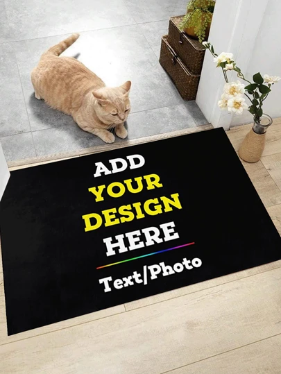 1pc Personalized Doormat With Anti-Slip Silica Gel Bottom, Customized Carpet Mat With Your Photo & Text-Soft, Durable, Washable Customized Entryway Themed Mat-Custom Personalized Gift- Housewarming, Birthday Gift Home Bathroom Decor Summer