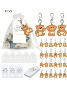 10 件/套、20 件/套、30 件/套卡通钥匙扣 + 感谢卡 + 礼品袋婴儿送礼会礼物