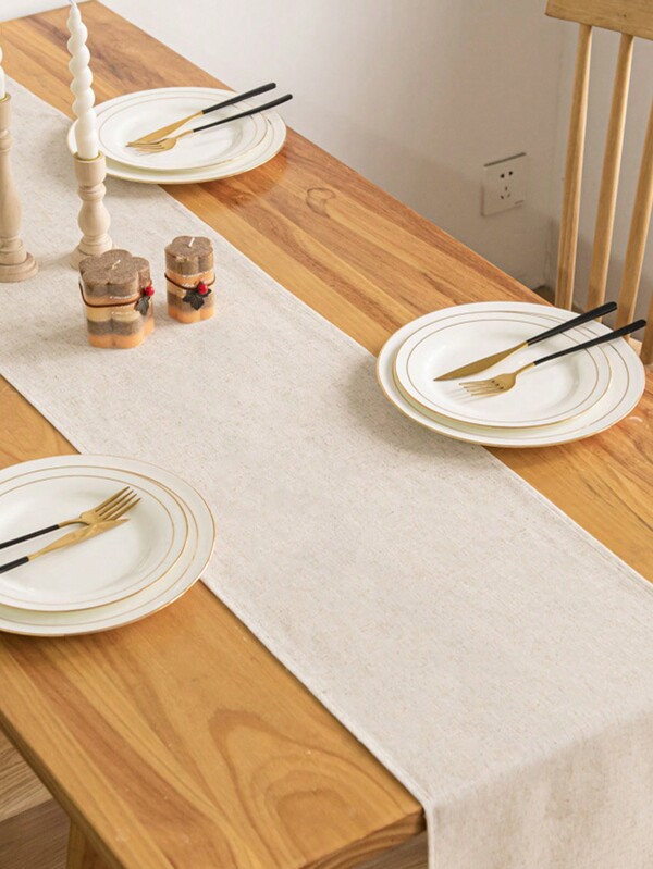 1pc Japanese Style Wooden Simple Design Washable & Reusable Table Runner, Suitable For Living Room, Dining Room, Kitchen, Home Daily, Festival And Party Decoration