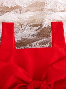 Set de 2 piezas de top de tirantes con lazo y shorts casuales para bebé/niña bebé