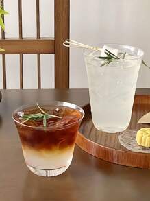 1pc Transparante glazen beker, brede glazen beker, Iced Latte koffiebeker, lichtgewicht Iced American beker, minimalistische theebeker, cocktailbeker, beker voor koude dranken