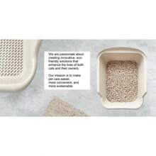 Caja de arena para gato con criba de madera y pellets de pino de Mr. Catman, con bandeja de almacenamiento de residuos extragrande de 7 días - Menos rastro, fácil de limpiar, control de olores - Por defecto - Ver 10