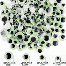 [500/525/1000pcs] Black Wiggle Eyes, Glow-In-The-Dark DIY Eyes, Toy Self-Adhesive Movable Eyes, Handmade DIY Accessories Eyes, Handmade Clay Craft Supplies, Variety Of Sizes: 6mm, 7mm, 8mm, 9mm, 10mm, 12mm, 15mm Mixed Pack