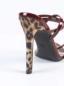 Sandalias de tacón alto de mujer con correa y hebilla en el tobillo, diseño de cruce, puntera redonda, en color albaricoque, con estilo elegante y de moda para fiestas y banquetes