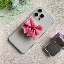 1Pc Solid Color Ins Style Stereoscopic Bow Phone Case Mirror Back Stick Airbag Stand Extension Shrink Fresh Phone Stand