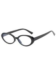 1pc Women's Full Frame Oval Vintage Style Eyeglasses, Transparent Lenses, Suitable For Daily Wear, Commute, Study Valentines - Black - View 3