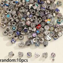 Encantos pintados huecos de 5 piezas/10 piezas/15 piezas/20 piezas al azar - Colores surtidos de corazón, flor, mamá, estrella, luna, mariquita para hacer pulseras y collares DIY