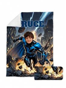 1 pièce Couverture en flanelle personnalisée avec photo, Cadeau personnalisé, Cadeau de Noël, Couverture personnalisée, Couverture de lit, Cadeau pour K, Garçon, Couverture personnalisée avec visage de super-héros, Couverture personnalisée avec la lettre K, Visage, Motif de costume de héros, Couverture de super-héros avec la lettre C, Couverture en peluche avec le nom du petit garçon, Couverture avec fond de planète spatiale, Couverture photo/texte du meilleur ami, Couverture confortable, Cadeau de famille, Cadeau de mariage, Cadeau d'anniversaire - super homme - Voir 7