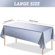 Mantel rectangular de plástico desechable impermeable, brillante y plateado de 137x183cm para decoración de fiestas de cumpleaños, bodas, aniversarios y compromisos