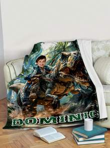 1 pieza Manta de franela personalizada con foto para cama, regalo personalizado, buenos regalos de Navidad, mantas personalizadas, manta de ropa de cama, regalos para niños, manta personalizada con caras de dinosaurios para niños, lavable, regalo único y personalizado ideal para familia, amigos, hijo, hija, sala de estar, cama, coche, sala de té, dormitorio, sala de estar, baño, comedor