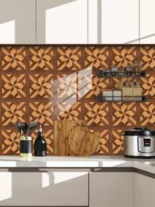 一套10张多色马赛克图案瓷砖壁纸,撕下即贴,适用于壁炉、厨房防溅板装饰墙、装饰橱柜餐桌、客厅、卧室、浴室、办公室、健身房、家庭装饰砖墙背景,可移除防潮瓷砖贴纸,翻新贴纸撕下墙板、墙纸、壁纸、春季装饰物品让您的家焕然一新,拉玛装饰贴纸 - 彩色 - 查看 18