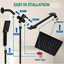 Matte Black Shower Set - Size 3 Without Extension Arm - Size 2 Without Any Bathroom Accessories - Black - View 4