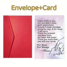 1pc Fantasy Themed Birthday Card With Envelope, 6.93x4.92 Inches, Heartfelt Message For Mother From Son/Daughter, Cartoon Pattern, Paper Material, Ideal For Valentine's Day & Birthday Celebrations
