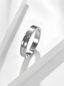 1pc Customized Simple T-Shaped Matte Surface With Diamond Titanium Steel Ring Ring Neutral Cold Style Hand Jewelry
