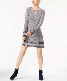 Michael  Houndstooth Print Dress - Black - View 2