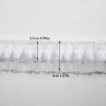 Double Layer Transparent Tulle Fabric With Pleated Ruffled Edges, Polyester Fabric Lace Trim For DIY Doll, Sewing And Craft Projects