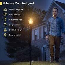 P1 Solar Torch Light With Flickering Flame - Waterproof Outdoor Solar Tiki Torches Equipped With 96 LED Bulbs For Stunning Realistic Fire Effect - 4 Packs, Outdoor Garden Lighting For Pathway, Yard, Patio - 4Pack - View 2