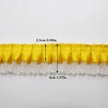 Double Layer Transparent Tulle Fabric With Pleated Ruffled Edges, Polyester Fabric Lace Trim For DIY Doll, Sewing And Craft Projects