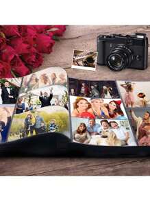 1PCS Photo Album For 500 Photos Set Large Capacity Package With Leather Cover, For Weddings, Family Anniversaries - 黑色 - 查看 8