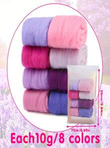1 Conjunto Roving de Lã Colorida, Combinação de 8 cores de Fibra de Lã de 10g, Kit de Material para Feltrar Lã, Brinquedos de Feltro de Lã DIY (Embalagem Aleatória de Zíper/Saco a Vácuo)