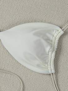 A Two Pieces Bikini Set With Butterfly Metal Decoration In Off-White, An Elegant And Casual Swimsuit Set For Summer Beach Vacation Parties - White - View 6
