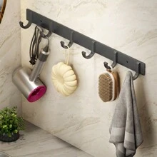 Space Aluminum Black Hook, Bathroom Towel Hook, Living Room Door Hook, Thick Wall-Mounted Hook, Towel Hanger - Black - View 7