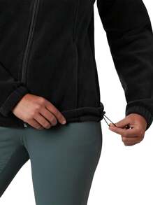 1 件女士休闲纯色保暖内衬厚户外运动立领夹克 - 黑色 - 查看 5