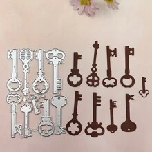 1pc Vintage Key Shaped Cutting Die For Making Cards, DIY Scrapbooking, Album Craft Decorative Embossing Tool