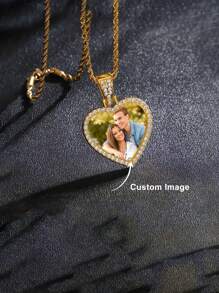 Customized Picture Necklace, Photo Pendant For Wife, Personalized Photo Heart Necklace Engraved With Your Special Moments Gold, Silver Stylish Valentines, Gold, Frosted Gold, Stylish, Colorful, Vintage, Simple, Unisex, Casual, Cuties, Custom, Personalized, Unique, Ideal Gifts For Him, Ideal Gifts For Her, Her, Boyfriend, Girlfriend, Dad, Mom, Family, Friends, For Anniversaries, For Birthdays, For Graduation, For Prom, For Party, Prom Season