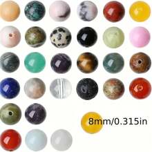 50/200 Pcs 8mm Assorted Vibrant Natural Gemstone Beads - Round Loose Spacer Beads, Suitable For Creative DIY Jewelry Making, Great For Unique Bracelets, Necklaces, Earrings And Accessories - High Quality Jewelry Supplies For Beginners And Professionals