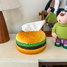 New Creative Hamburger Resin Tissue Box Retro American Style Home Living Room Coffee Table Decoration Ornaments Home Dining Table Decoration Storage Box, Tissue Holder, Suitable For Family Restaurant Home And Desk Accessories Decoration - Multicolor - View 4