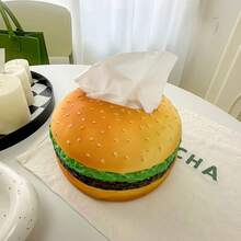 New Creative Hamburger Resin Tissue Box Retro American Style Home Living Room Coffee Table Decoration Ornaments Home Dining Table Decoration Storage Box, Tissue Holder, Suitable For Family Restaurant Home And Desk Accessories Decoration - Multicolor - View 6