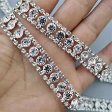 1pc Luxury Rhinestone Chain Trim, 0.39inch Wide Crystal Diamond Ribbon, Fancy Design, DIY Accessories For Dresses, Gift Boxes, Shoe Embellishment