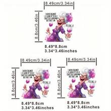 1/2/3 Exaggerated Grandma Heat Transfer Pattern Washable Heat Transfer Decal Suitable For Hoodies, T-Shirts, Pillows, Backpacks, Aprons, Umbrellas, Shoes, Jackets, Etc